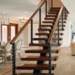 Лестница металл дерево маршевая лофт