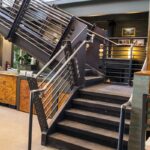 Лестница лофт с перилами труба