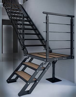 Модульная лестница металл дерево