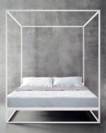 Кровать минимализм с балдахином белая