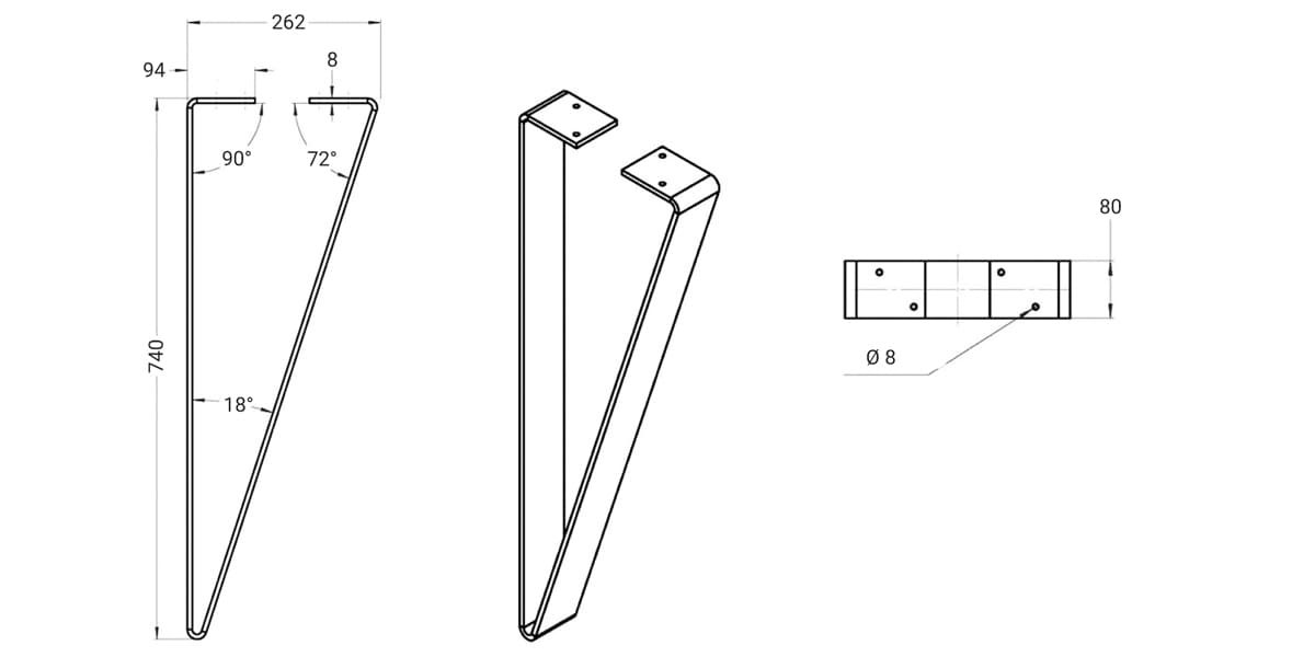 Ножки для стола треугольные лофт